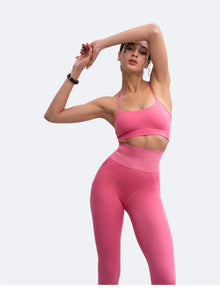 Thin Straps Seamless Sports Bra | Pink