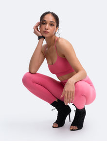 Thin Straps Seamless Sports Bra | Pink