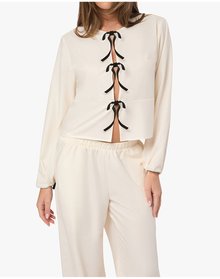 Tie Front Shirt | Ivory x Black
