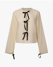 Tie Front Shirt | Ivory x Black