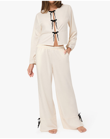 Tie Front Shirt | Ivory x Black