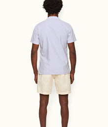 Travis Capri Collar Twin Stripe Cotton Shirt | Light Island Sky/White