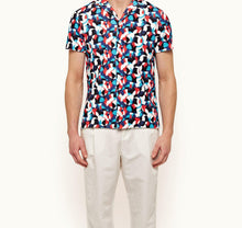 Travis Towelling Moissan Capri Collar Double-Faced Towelling Shirt | Summer Red/Horizon Blue