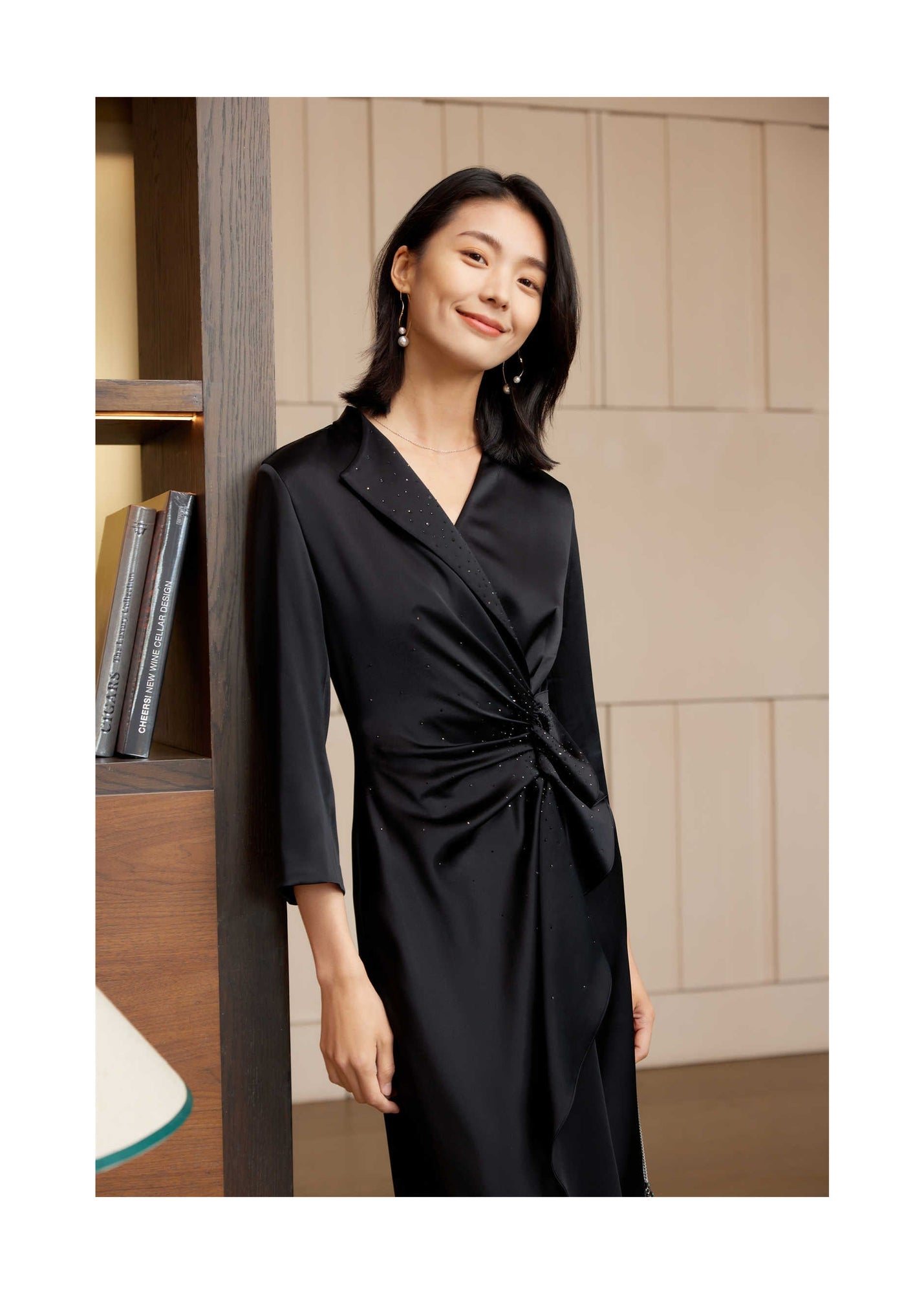 Triacetate Midi Dress | Black