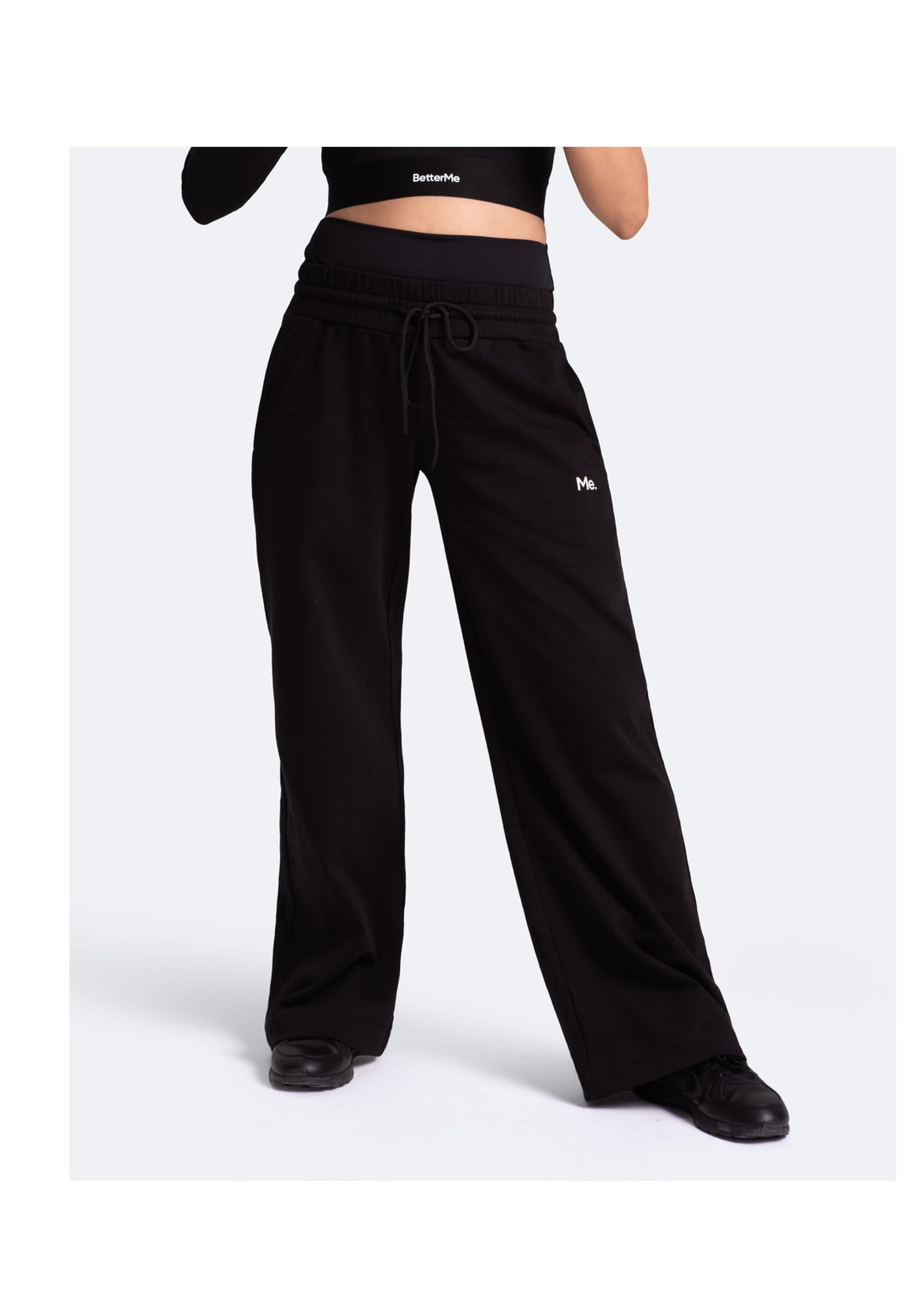 Tummy Control Wide Leg Pants | Black