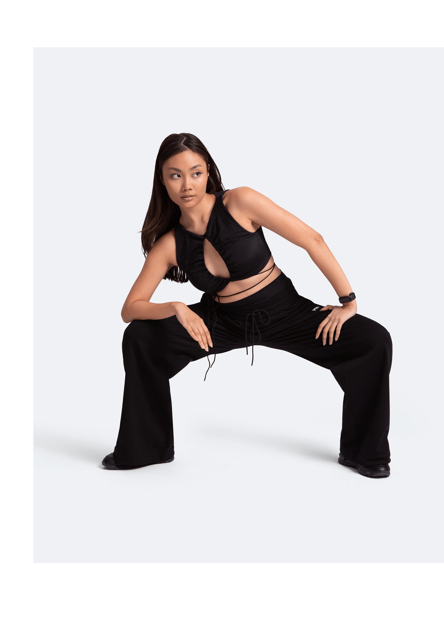 Tummy Control Wide Leg Pants | Black