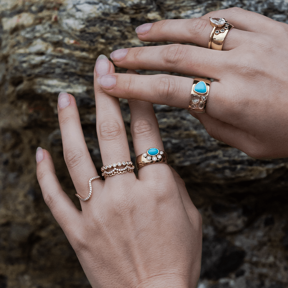 Women | Apollonia Turquoise Cigar Band | 14k Rose Gold