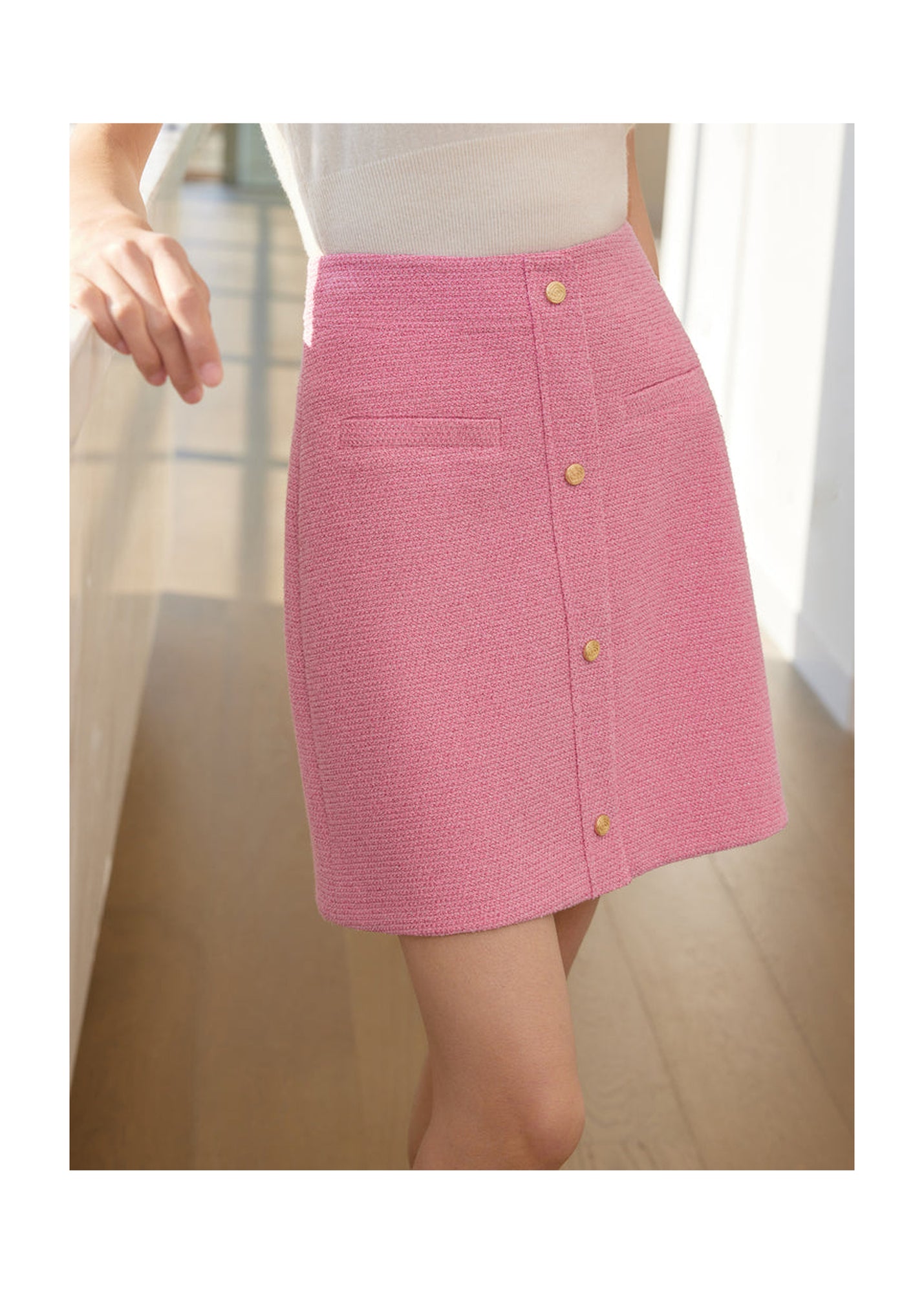 Tweed Parisian-Style Skirt | Pink