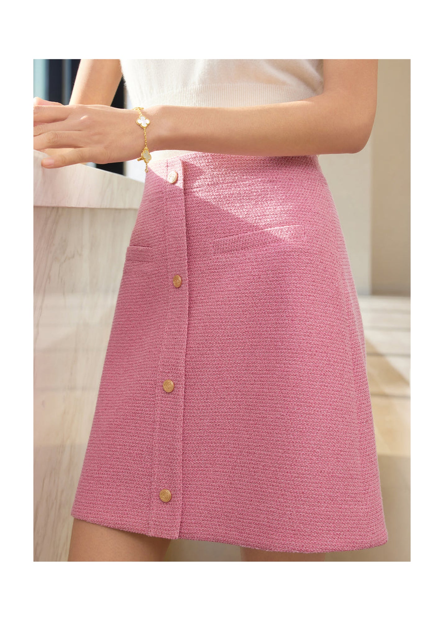 Tweed Parisian-Style Skirt | Pink