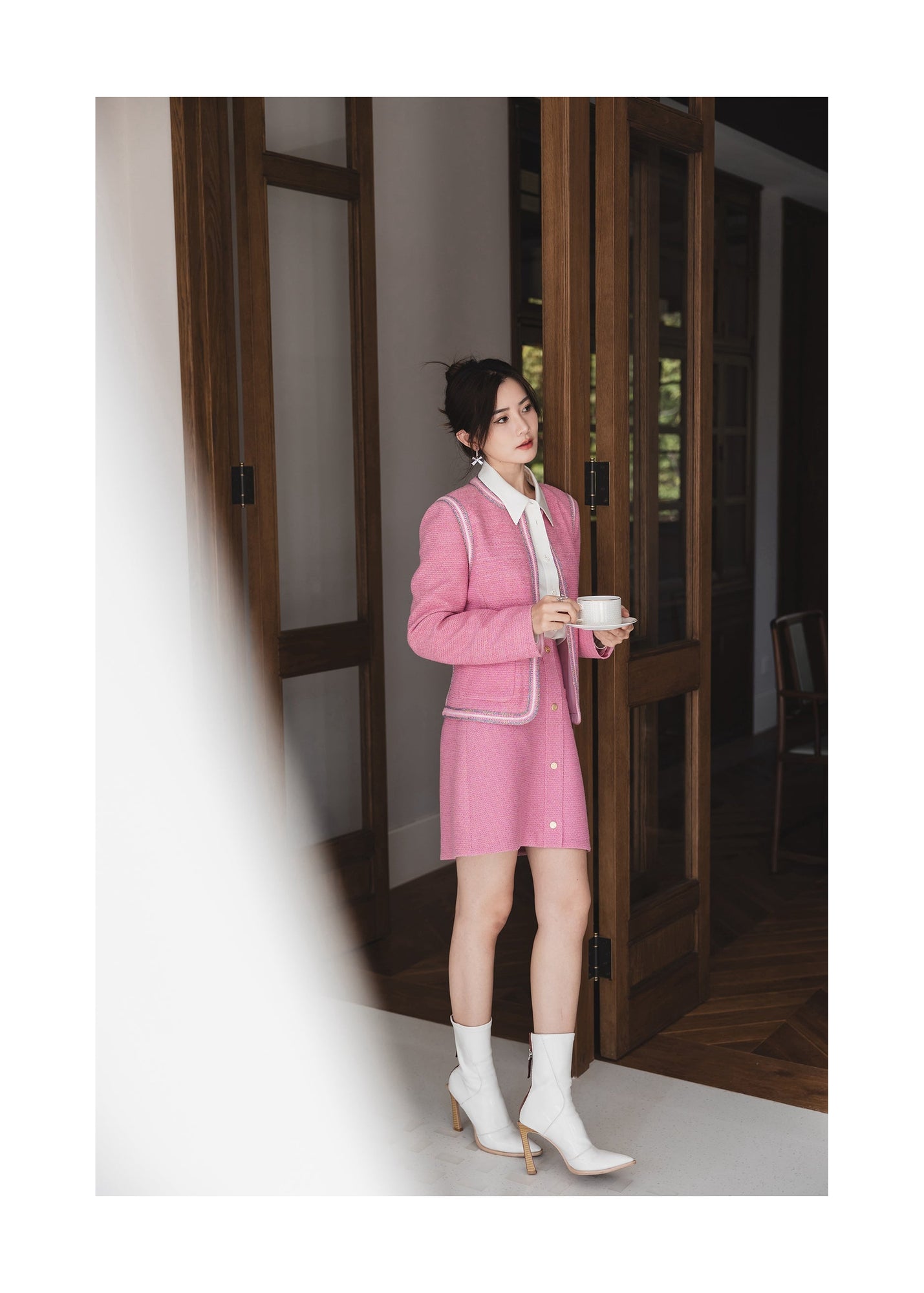 Tweed Parisian-Style Skirt | Pink