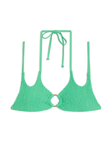 Two Tie Smocking Bikini Top | Bright Green