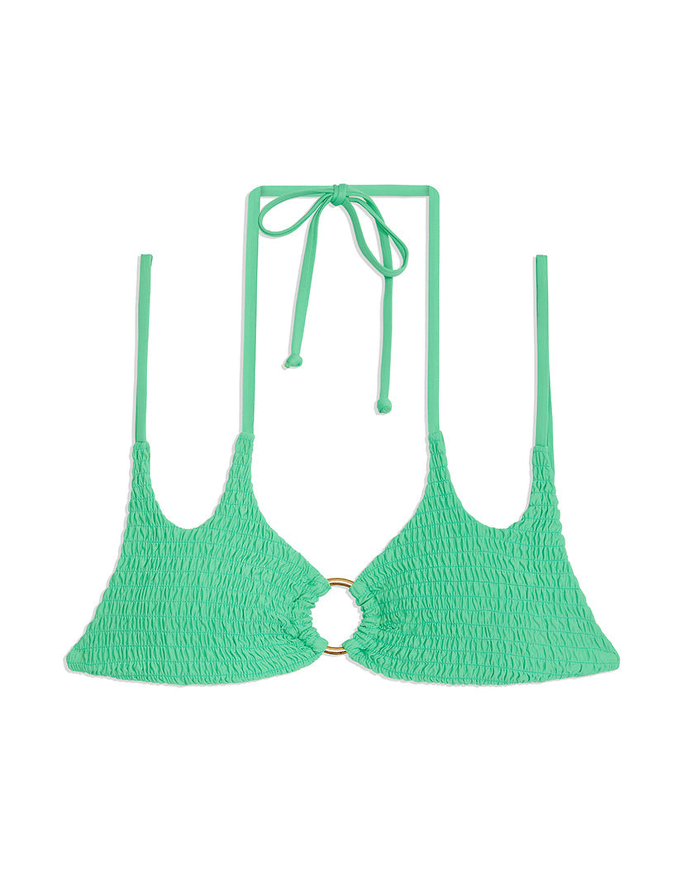 Two Tie Smocking Bikini Top | Bright Green