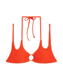 Two Tie Smocking Bikini Top | Spicy Orange