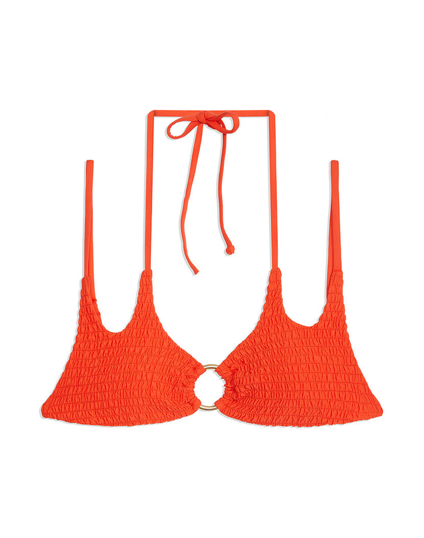 Two Tie Smocking Bikini Top | Spicy Orange
