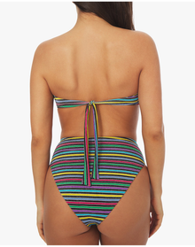 U-Ring Lurex Stripe Bandeau Bikini Top | Black