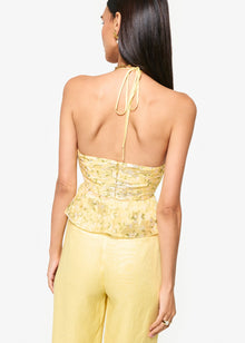 Rhea Metallic Chiffon Camisole | Yellow Magnolia