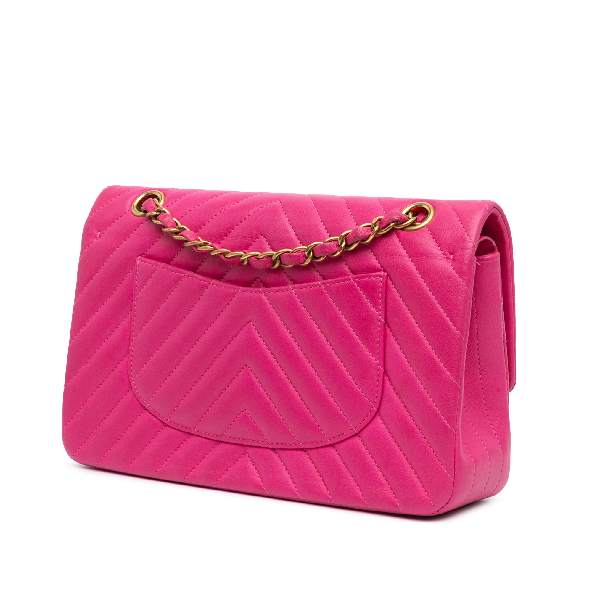 Chanel | Pre-Owned Medium Classic Chevron Lambskin Double Flap - II | Pink/Blush