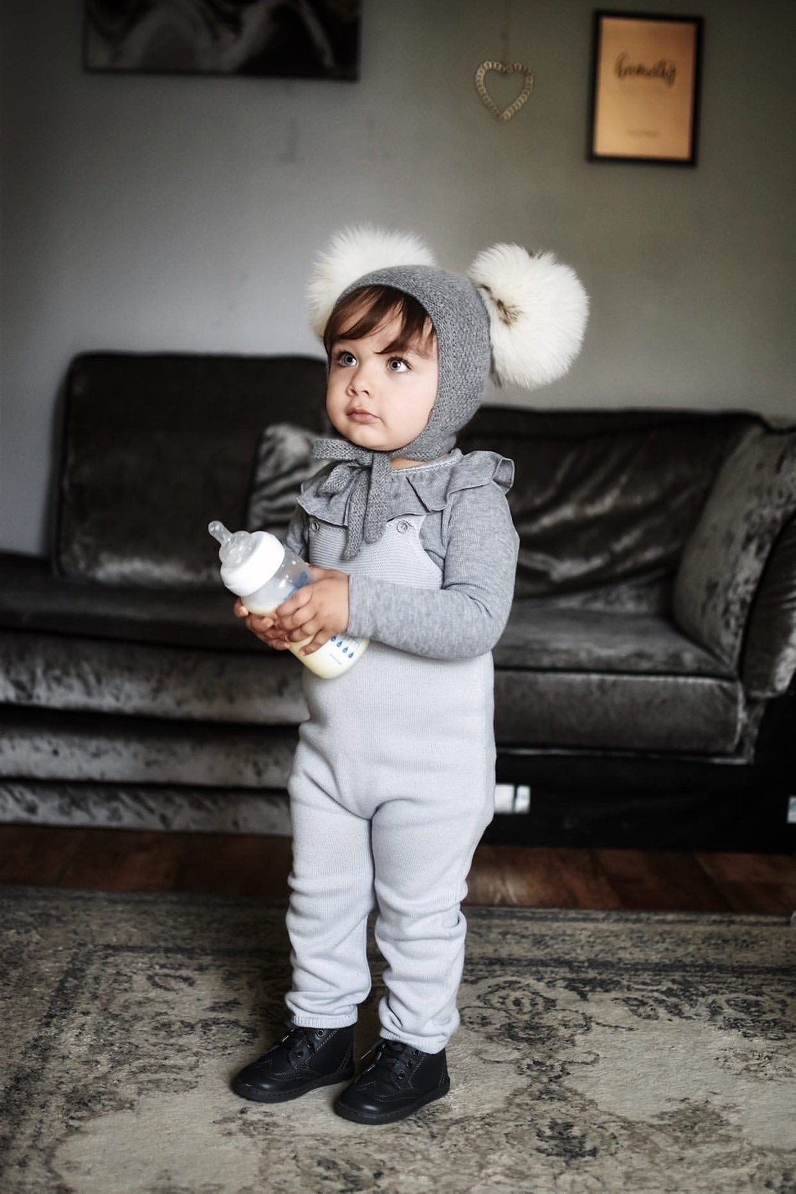 Unisex | Honeycomb Grey Cashmere Bonnet | Gray