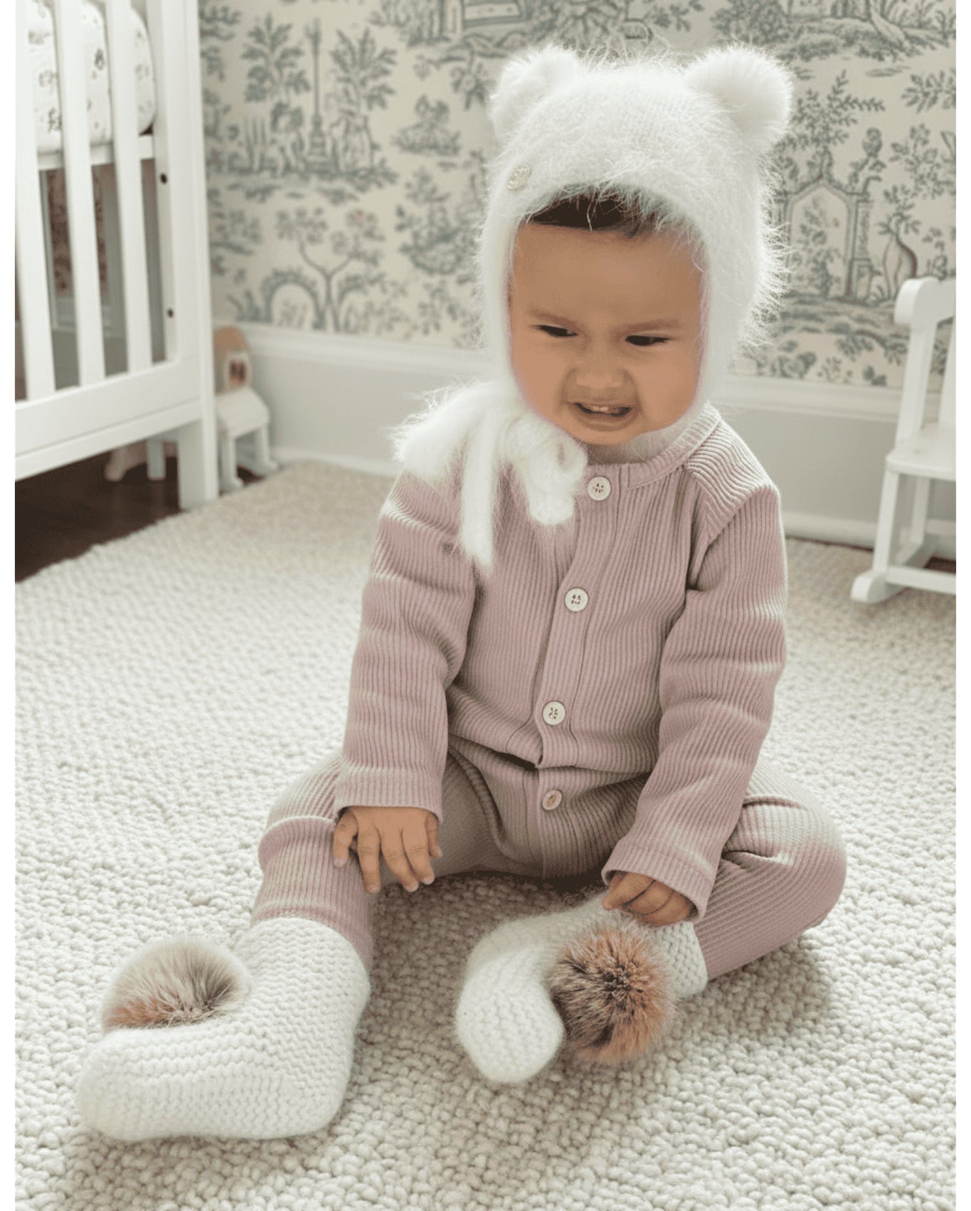 Unisex | Ribbed Cotton Playsuit Dusty | Pink