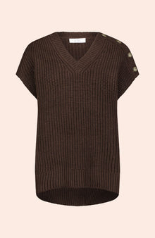 Button Detail Sleeveless Sweater | Chocolate