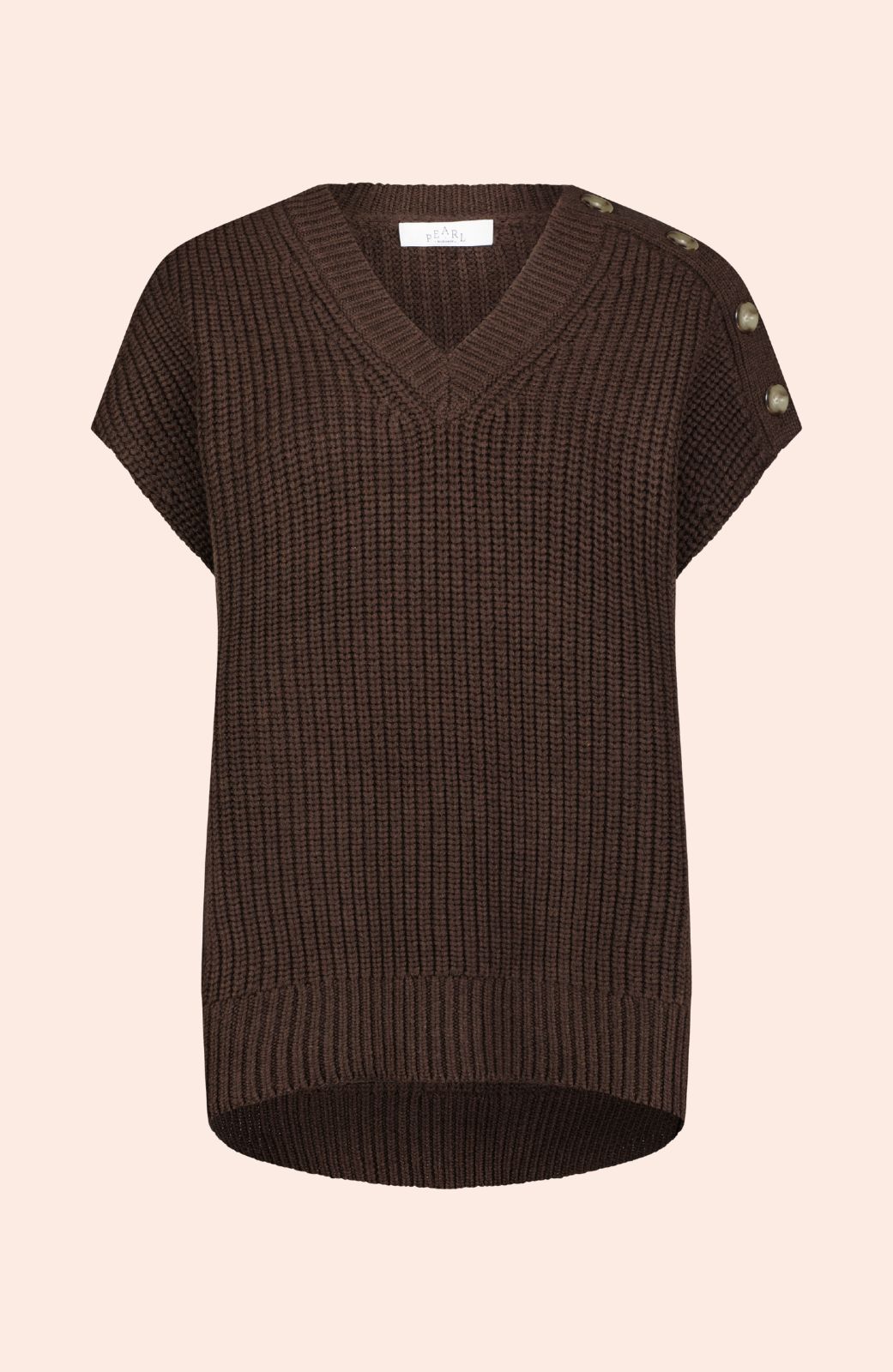 Button Detail Sleeveless Sweater | Chocolate