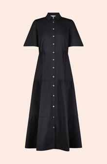 Coated Poplin Shirt Dress | Black