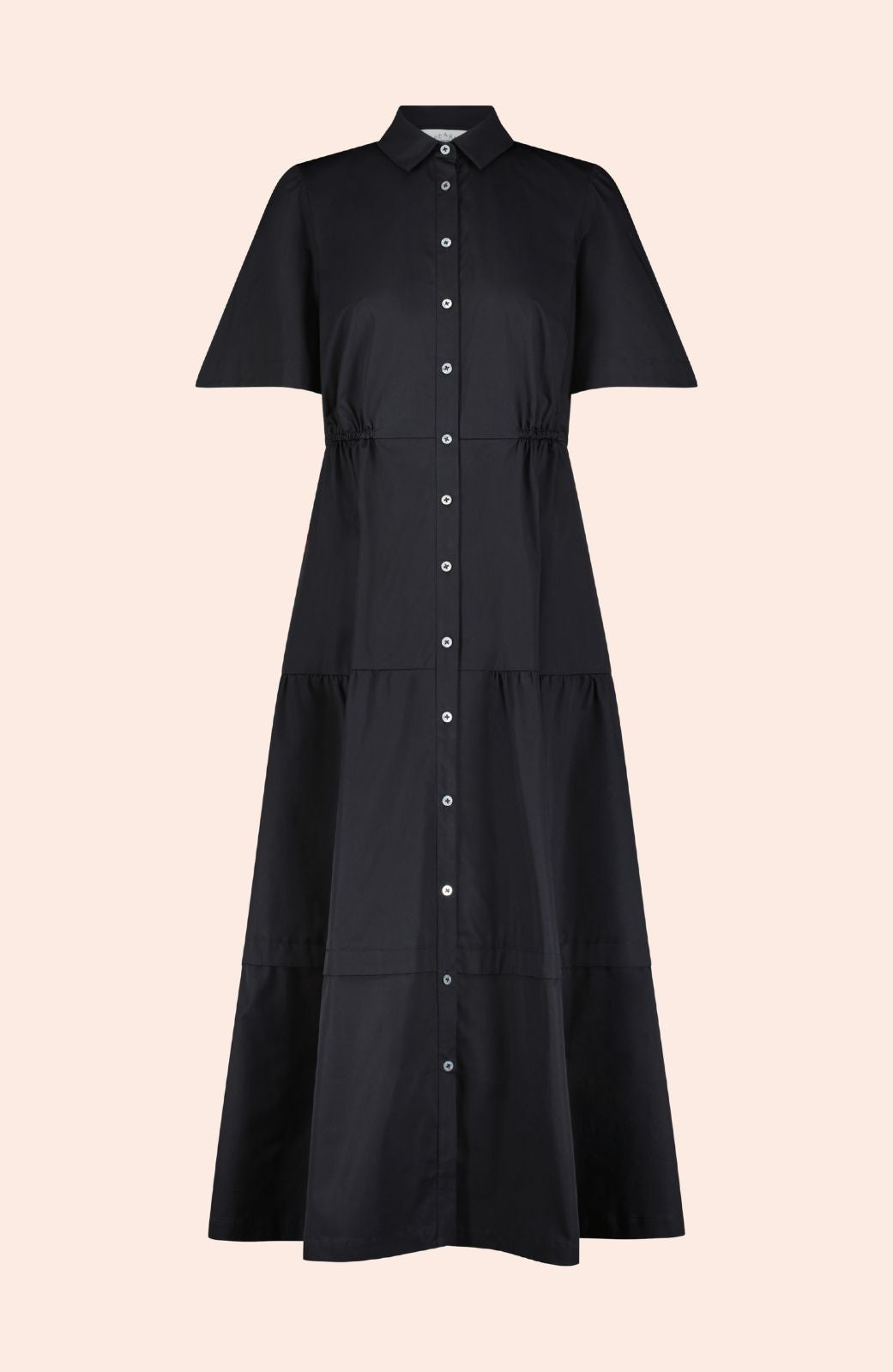 Coated Poplin Shirt Dress | Black