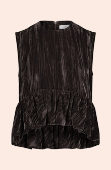 Crinkled Velvet Flounce Hem Top | Mink