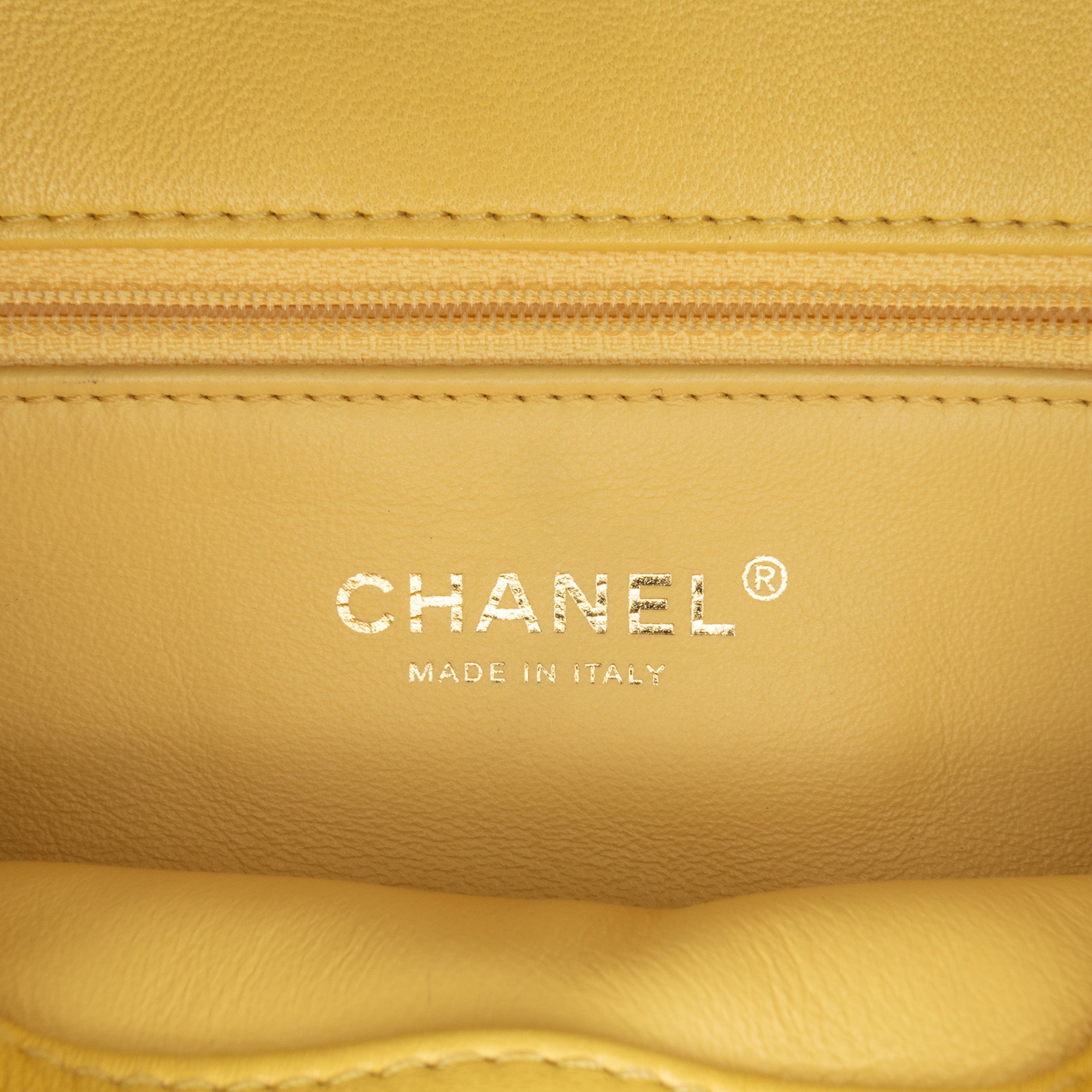 Chanel | Pre-Owned Quilted Lambskin Chain Is More Flap | Yellow