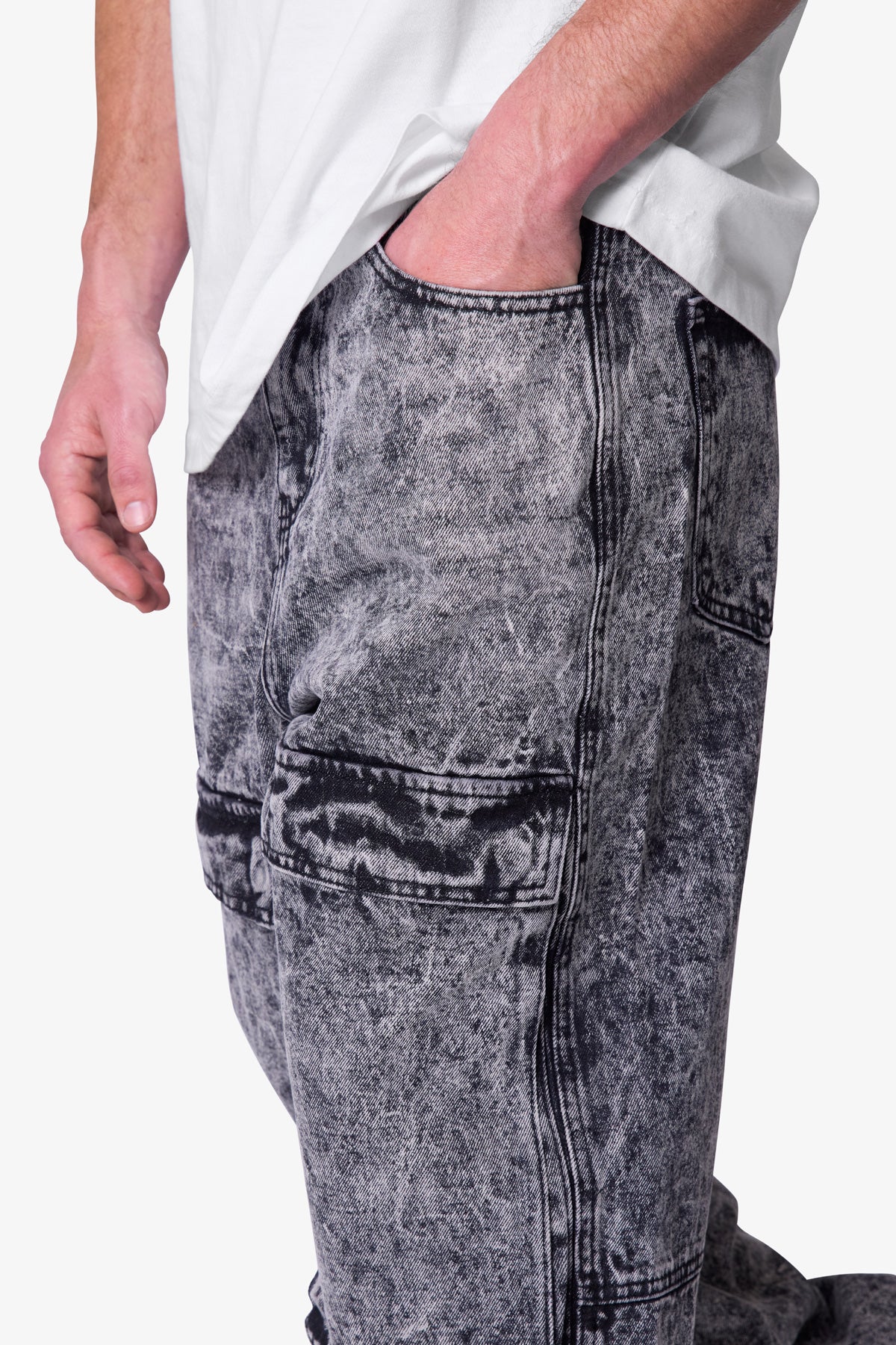 V741 Front Washed Cargo Denim | Grey