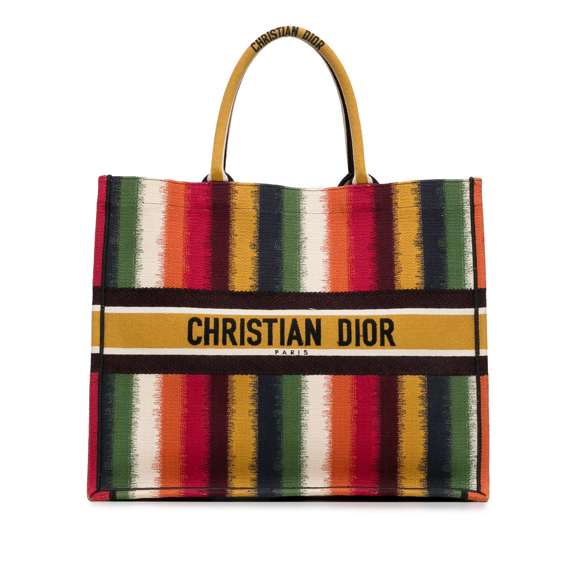 Dior | Pre-Owned Large Striped Book Tote | Yellow