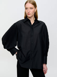 Viola Pleated Sleeve Shirt | Black