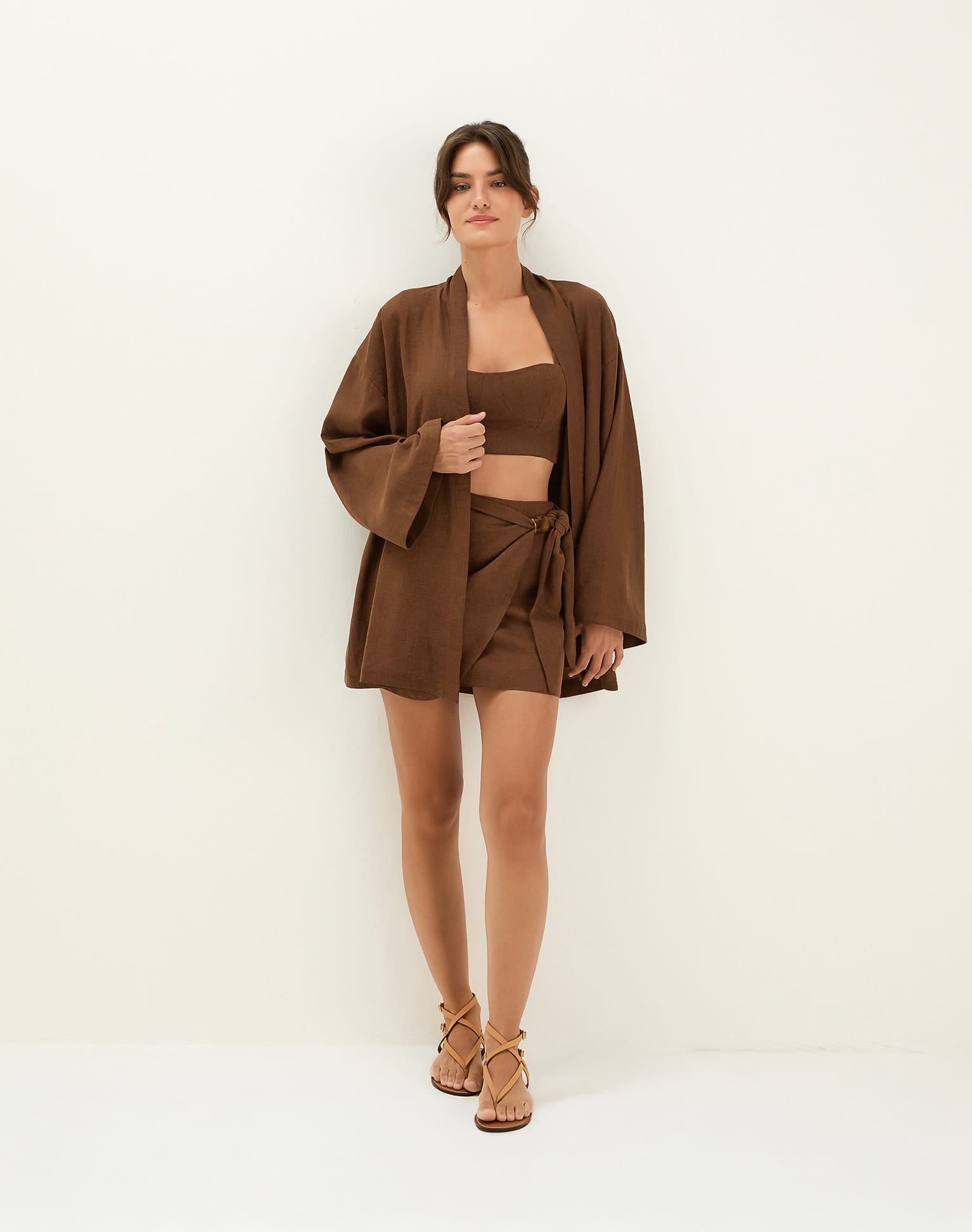Luna Short Kimono - Brown XS