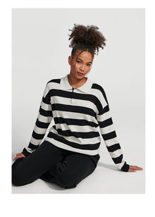 Varsity Striped Rugby Shirt | Black/White