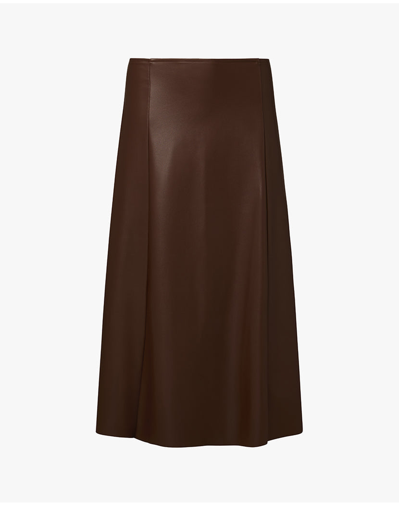 Vegan Leather Flare Midi Skirt | Brown