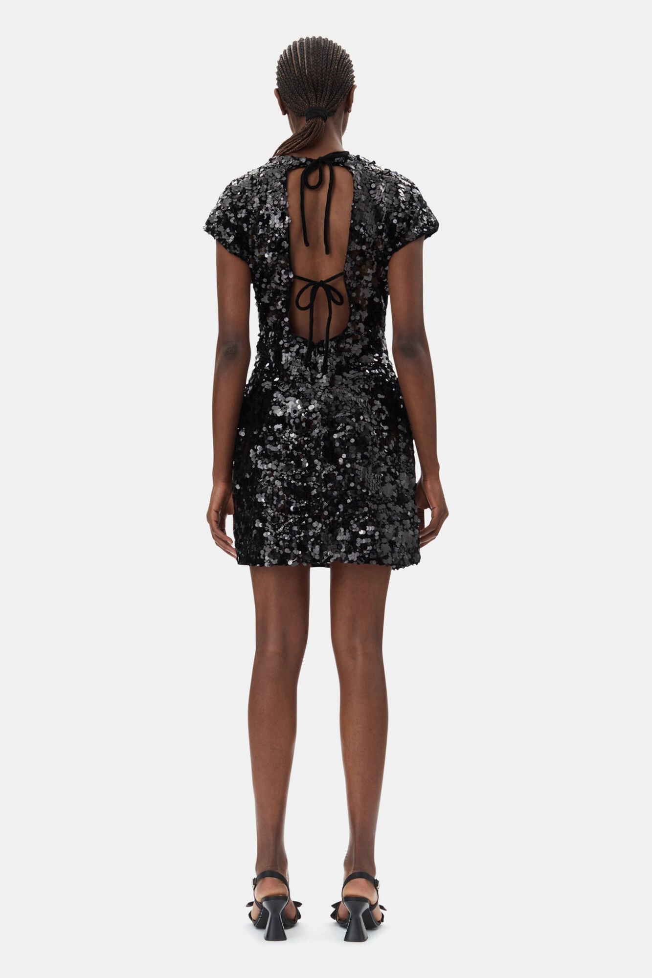 Velvet Sequins Mini Dress | Black
