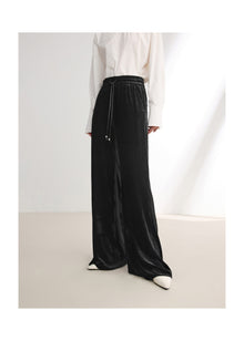Velvet Wide-Leg Pants | Black