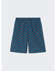 Versace | Men | Cotton Voile La Greca Shorts | Teal x Purple