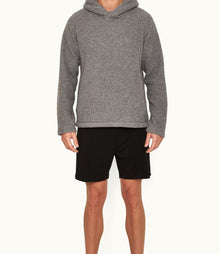 Vetle Relaxed Fit Hooded Fleece Sweatshirt | Grey Melange