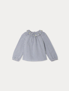 Girl | Timber Checkered Embroidered Blouse | Slate Grey