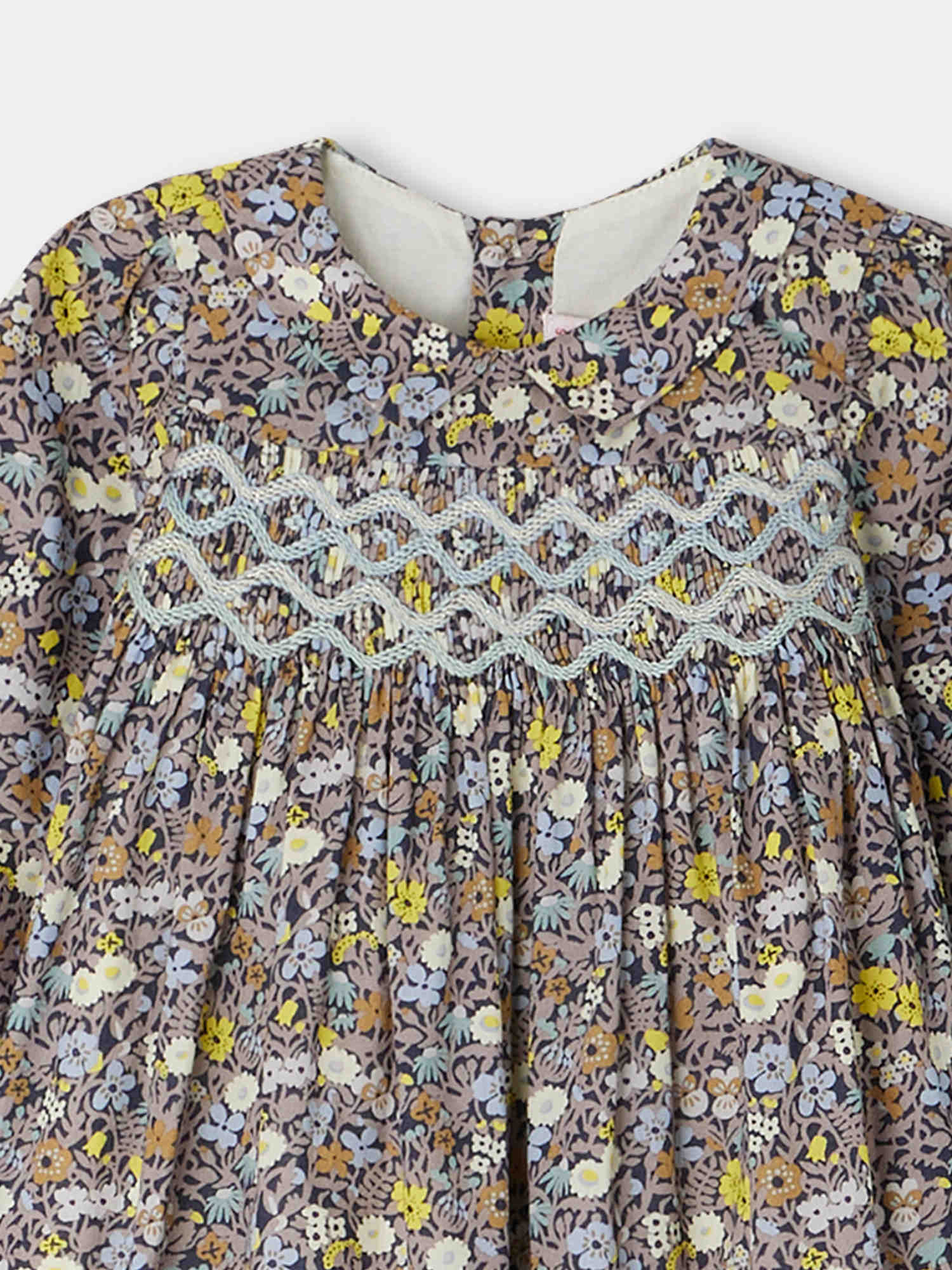 Girl | Tamsin Baby Smocked Dress In Liberty Fabric | Slate Gray