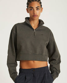 Black | Eldridge Fundamental Cropped Quarter Zip