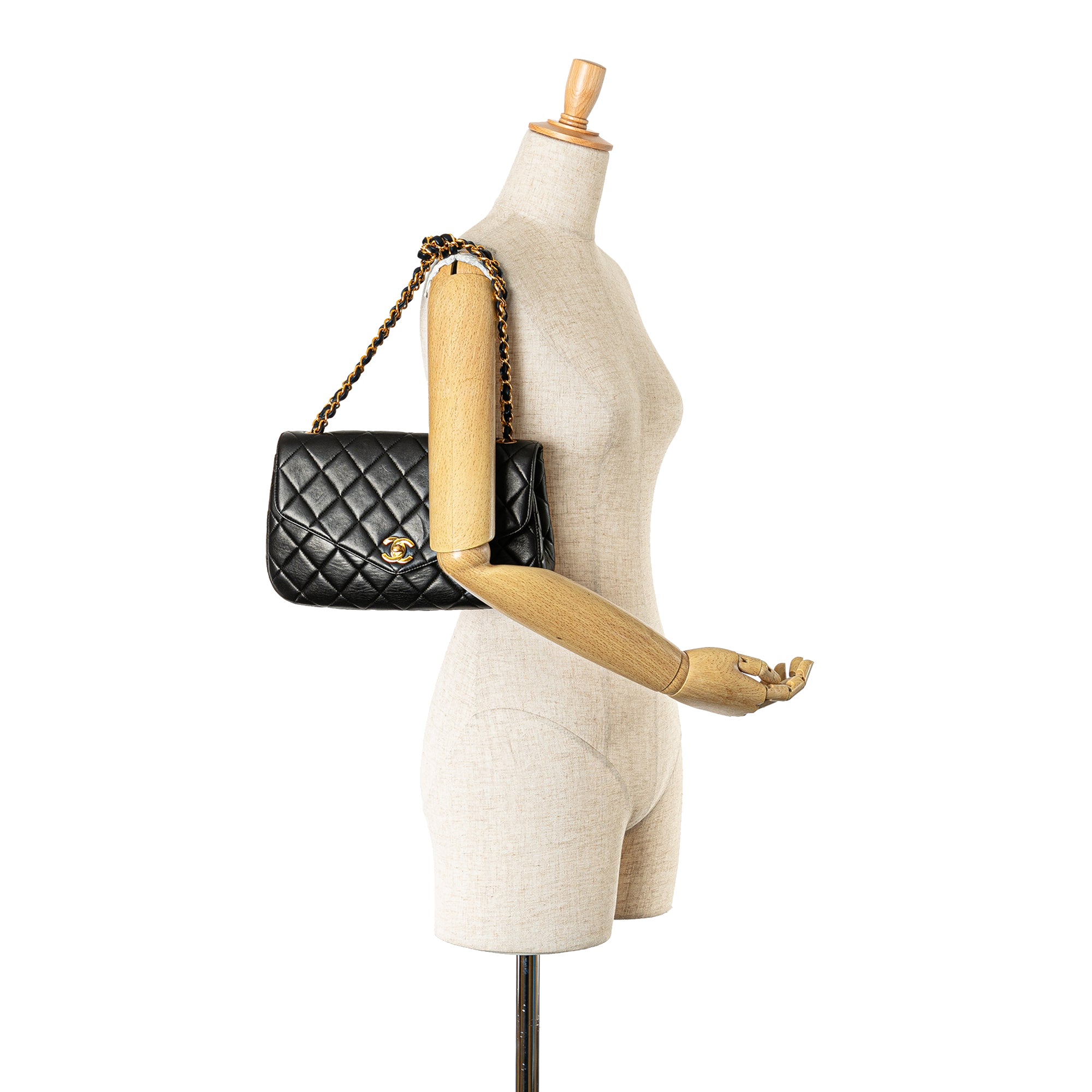 Chanel | Pre-Owned Quilted Lambskin Half Moon Single Flap | Black
