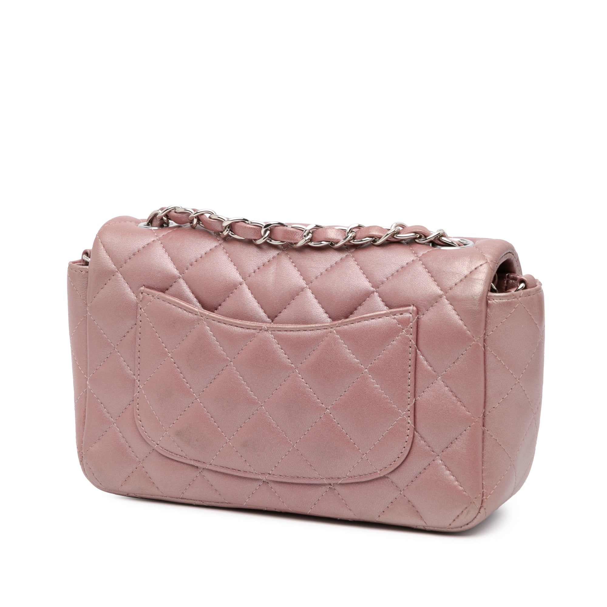 Chanel | Pre-Owned Mini Rectangular Classic Iridescent Lambskin Single Flap | Pink