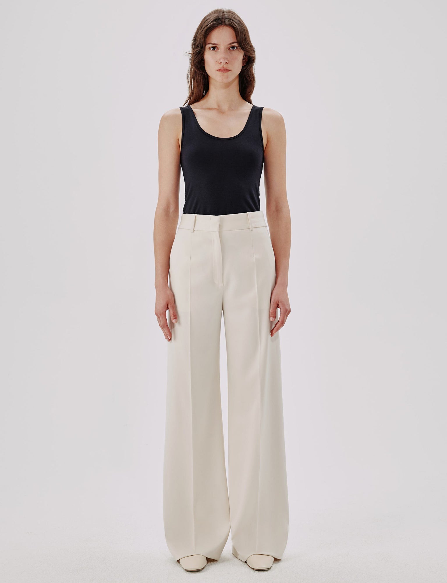 Women | Wide Leg Suit Pant | Parchment