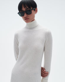 Womens | Wide Rib Turtleneck Dress In Cashmere | Cream