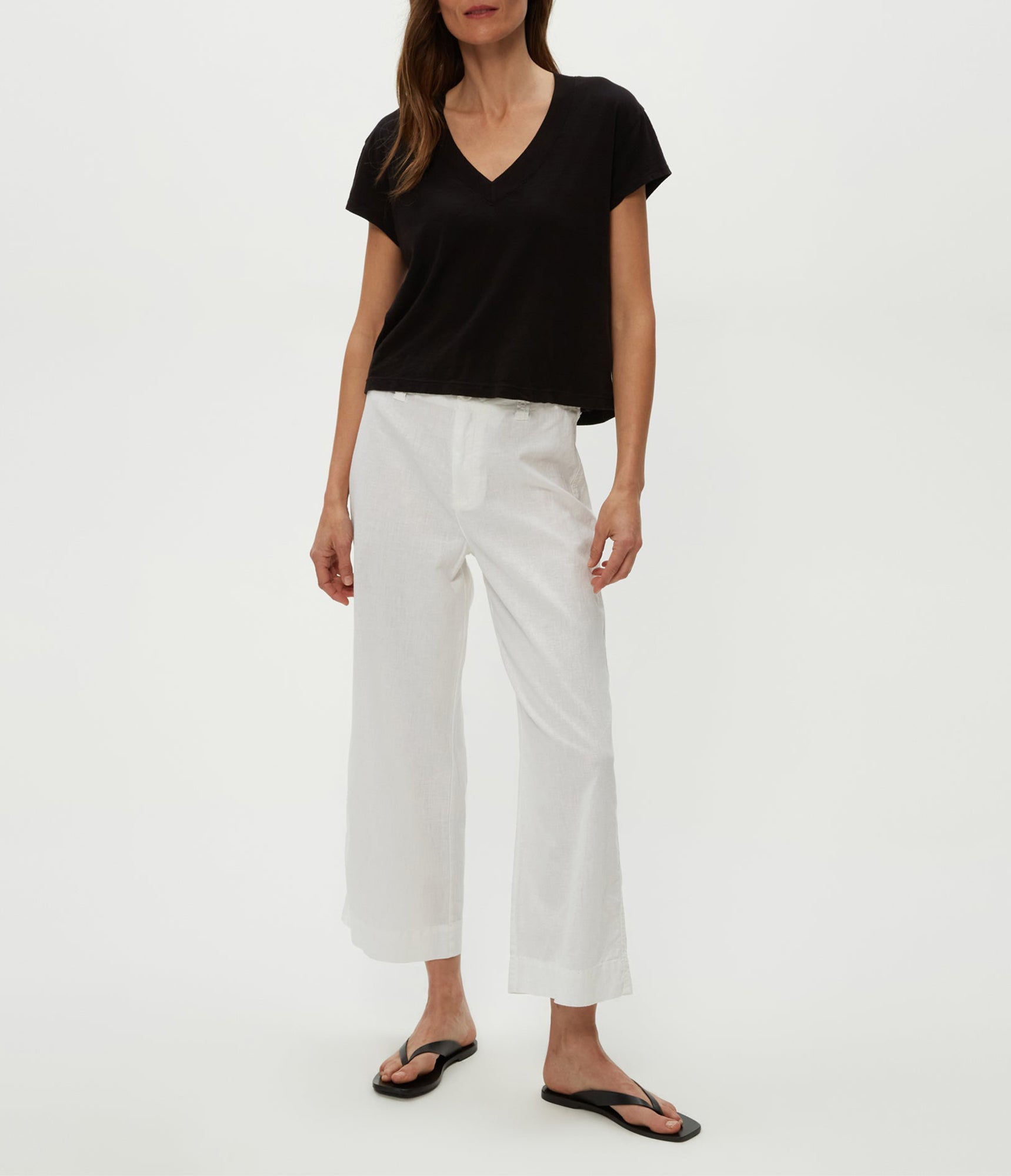 Geraldine Linen Straight Leg Pant | White