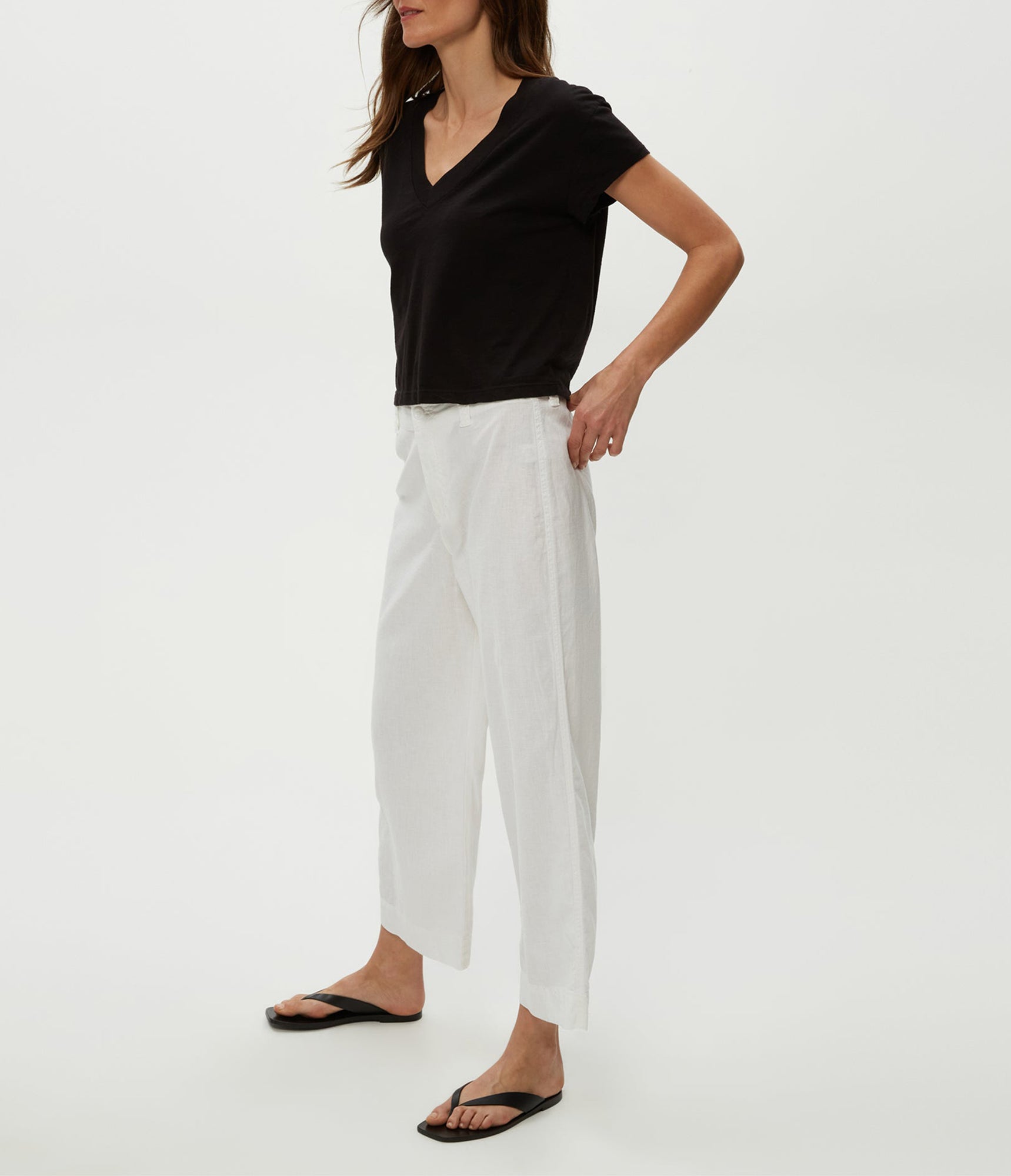 Geraldine Linen Straight Leg Pant | White
