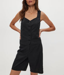Honey Linen Button Up Vest | Black