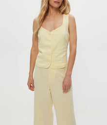 Honey Linen Button Up Vest | Butter